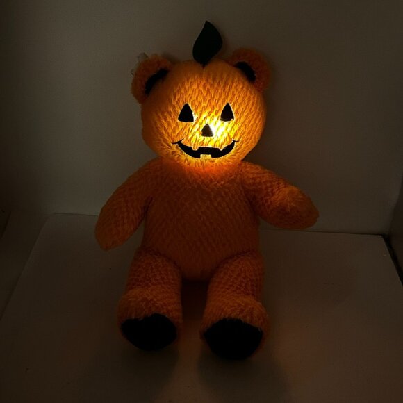 Pumpkin Build-A-Bear Plush 18 inch BAB Lights Up Working Halloween Orange - Picture 2 of 10